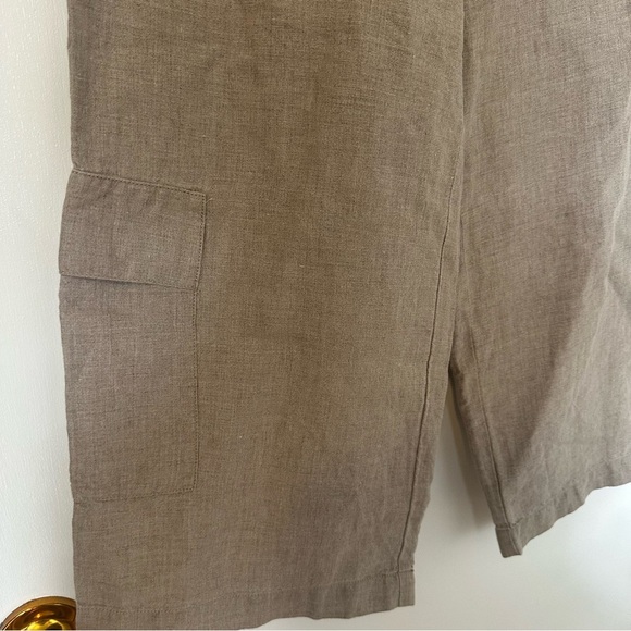 Eileen Fisher Linen Wide Leg Crop Pants Womens Medium Beige - Picture 2 of 7